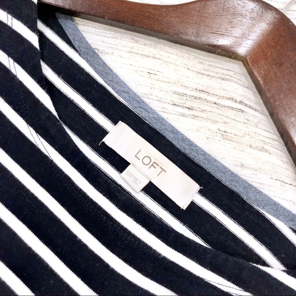 Loft Navy & White Striped Layered Look Top XXS - Picture 6 of 6